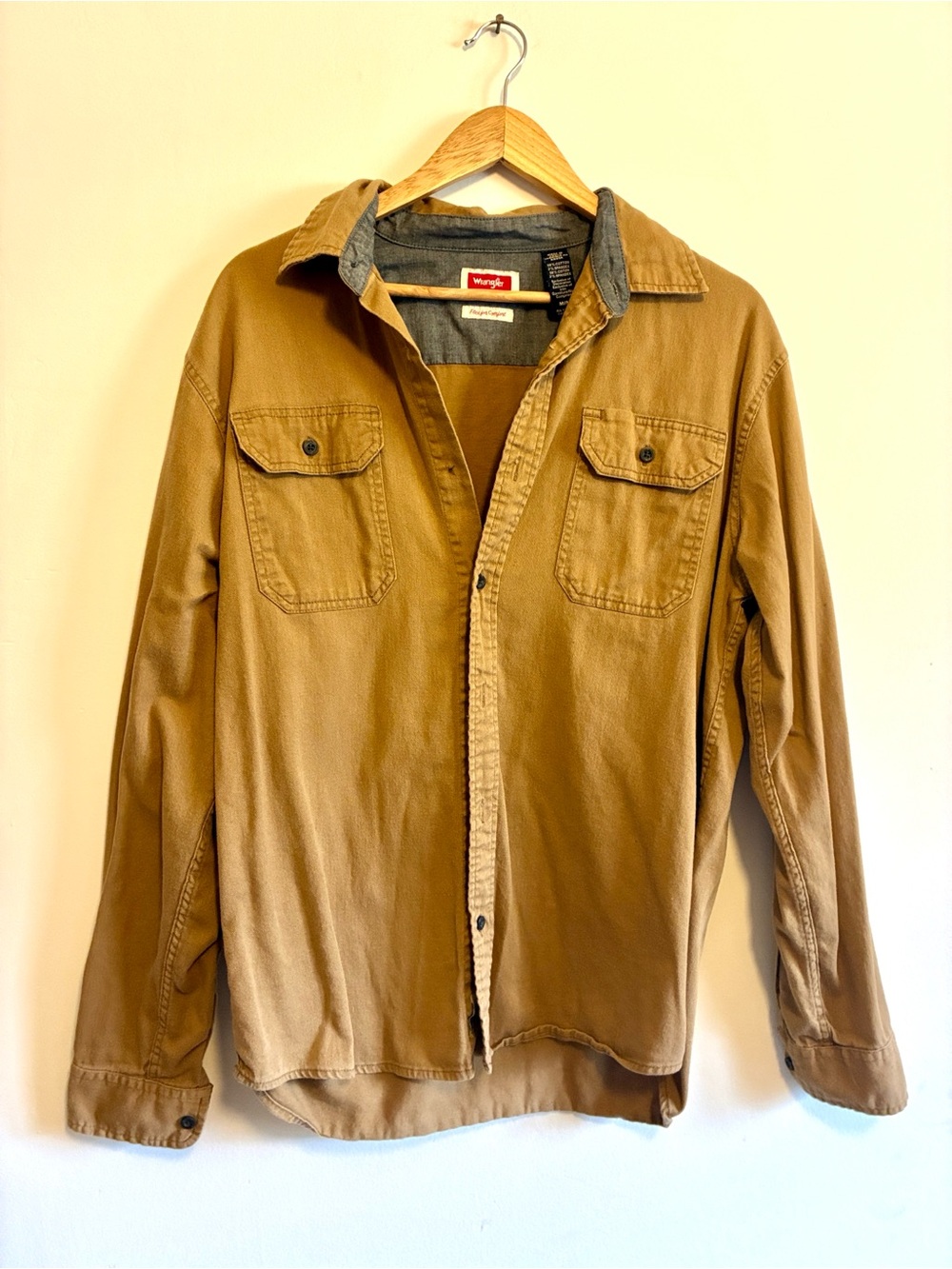 Wrangler Tan Button-Up Shirt Jacket